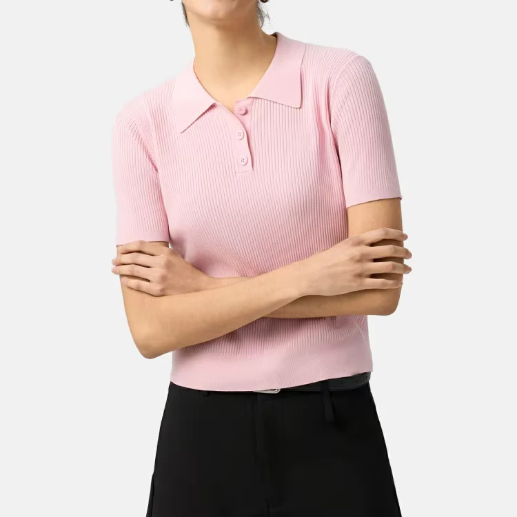 Custom-Embroidery-logo-Preppy-Style-Polo-Neck-Women-Knit-T-shirt