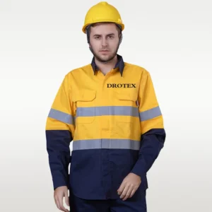 Custom FR Reflective Safety Fire Resistant Mining Mechanic Electric Painters Work Clothes Long Sleeve Fr Shirts