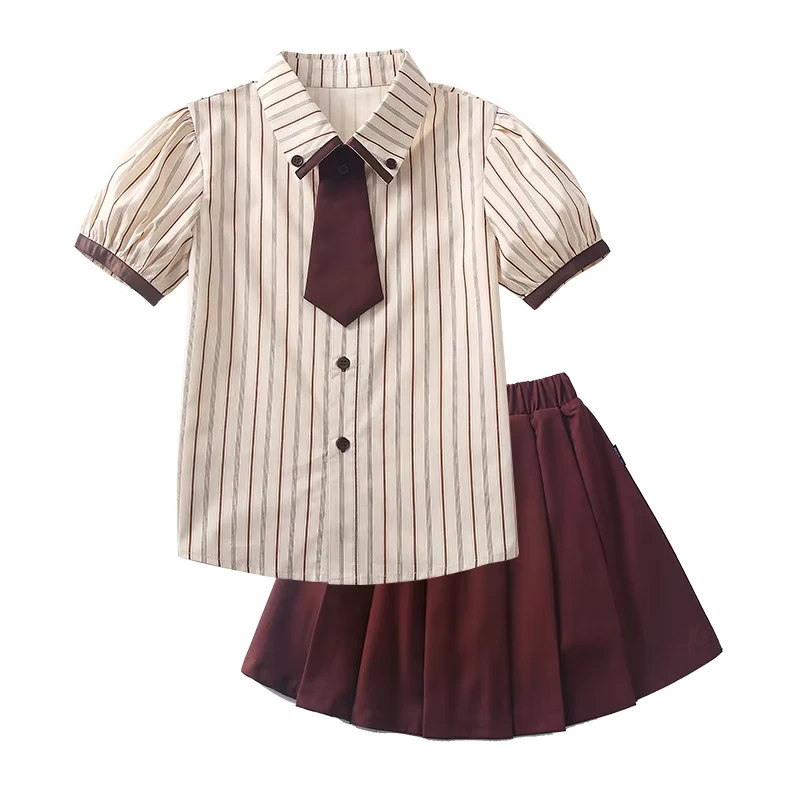 Custom Fabric Polyester Summer School Uniform Set Primary Kindergarten School Uniform