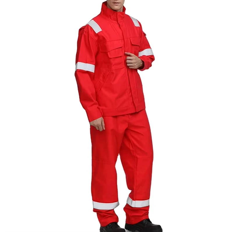 Custom Factory Uniform Industrial Workwear Hi Vis Fr Work Clothing Suit Cargo Jacket Pants Sets With Reflective Tape
