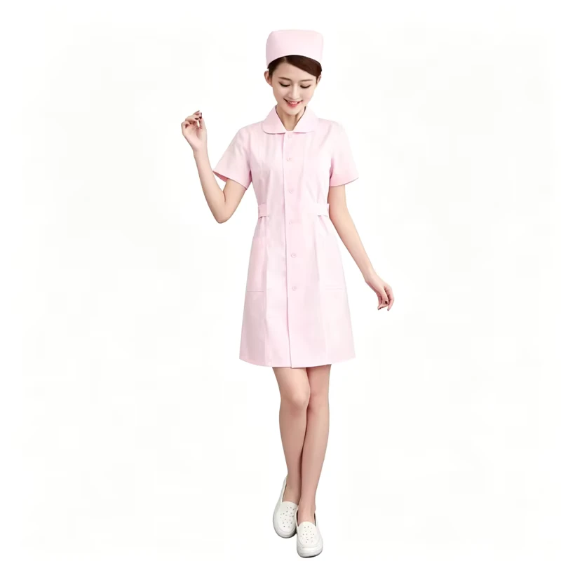 Custom Fashion Style High quality Frosted Nurse White Uniform Design Hospital Materials Nursing Clothing