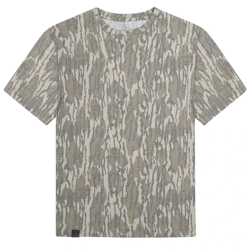 Custom Fishing Shirt Breathable Stretch Washed-Out Bottomland Camo Short Sleeve Hunting T-Shirt