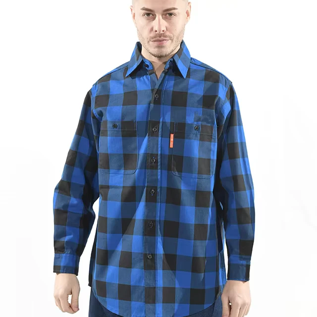 Custom Flame Resistant Cotton Long Sleeve Safety Shirt FR Welding Fire Retardant NFPA 2112 Certified