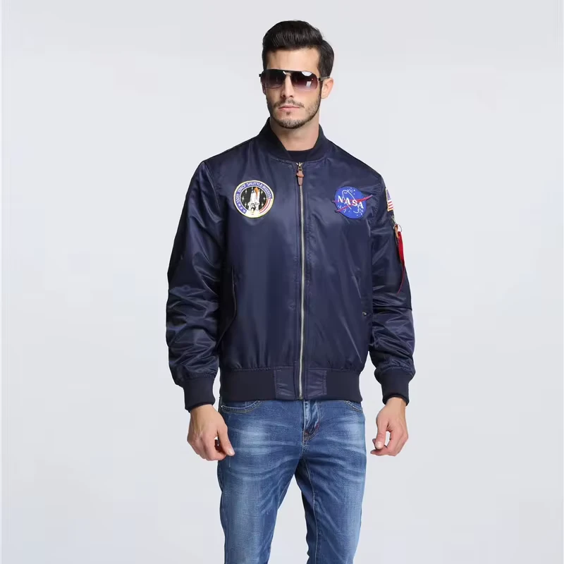 Custom Flight Bomber Jacket Men Spring Vintage Letter Windproof Hooded Casual Canvas Stand Collar Baseball Embroidered