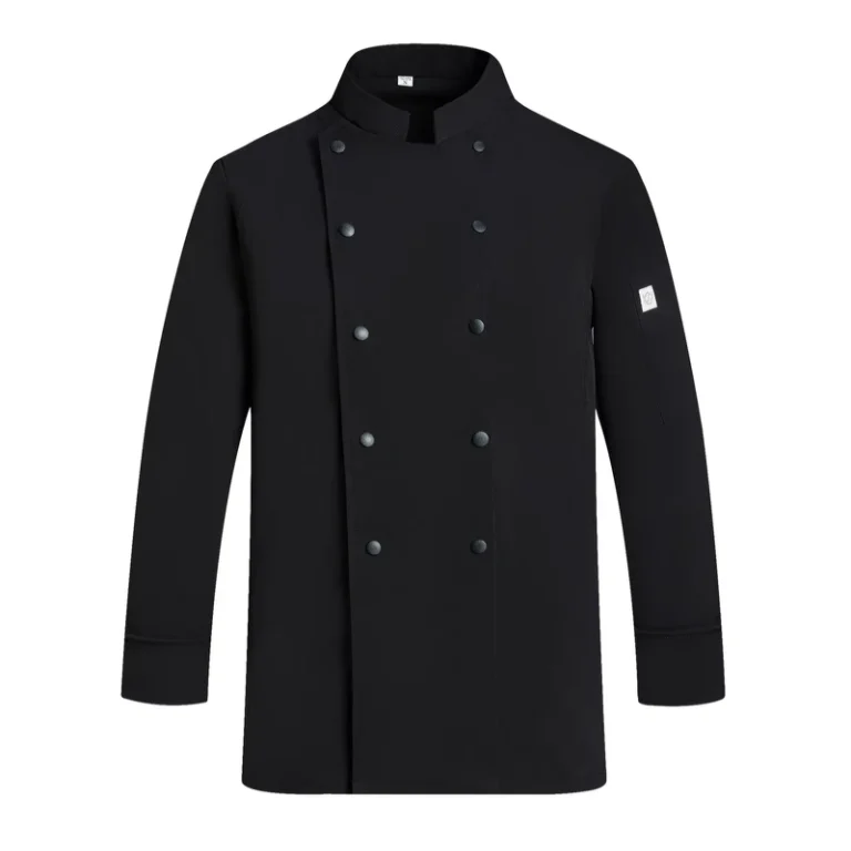Custom-Food-Service-Chef-Uniform-Set-Polyester-Cotton-Long-Sleeve-Unisex-Chef-Shirt-and-Apron