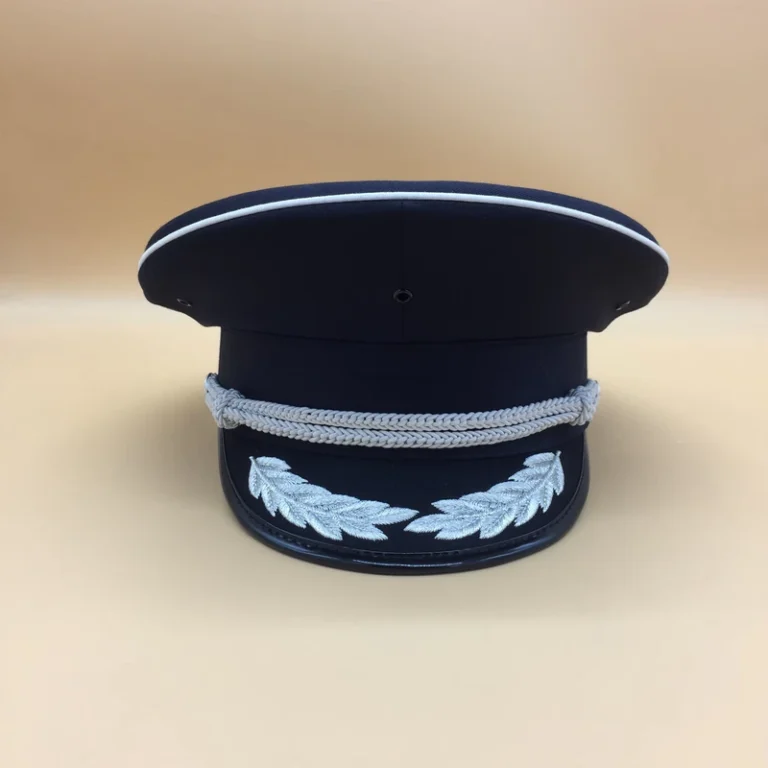 Custom-Formal-Officer-Peaked-Cap-Silver-Cord-Leaf-Embroidery-Security-Pilot-Ceremony-Uniform-Dress-Hat