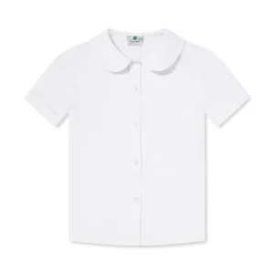 Custom Girl School Uniforms Tops Primary School Shirts Summer Short Sleeve White Plain Shirt