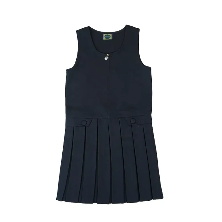Custom-Girls-Solid-Sleeveless-Jumper-School-Uniform-Dress-Pinafore