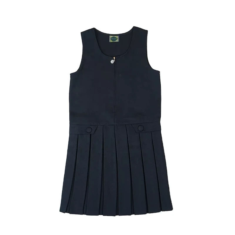 Custom Girls' Solid Sleeveless Jumper School Uniform Dress Pinafore