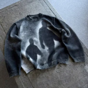 Custom Graphic Printed Oversized Pullover Knit Sweater for Men