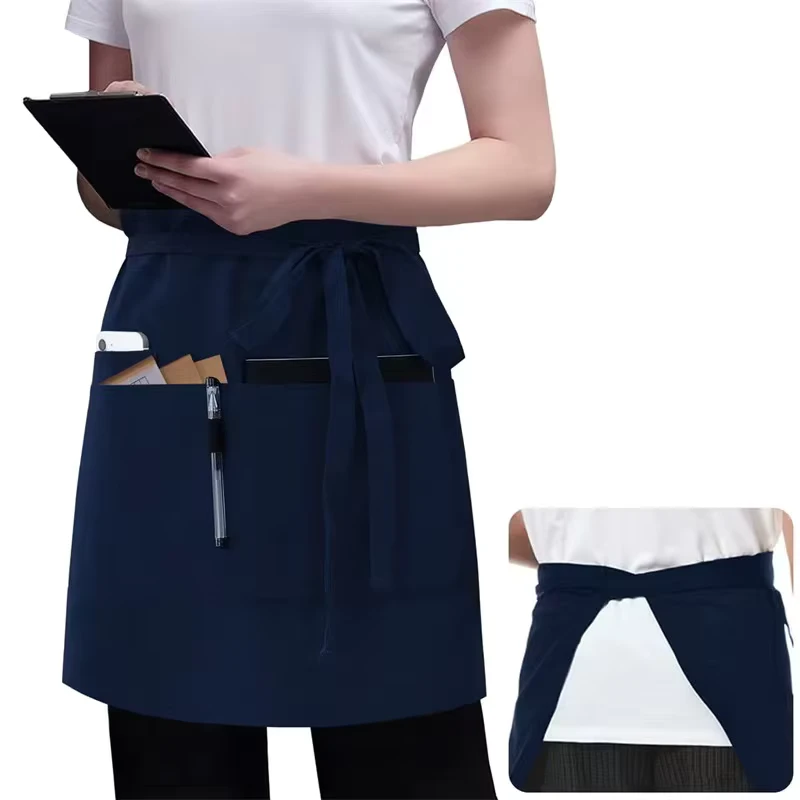 Custom Half Waist Chef Sleeveless Washable Short Apron with Print Design