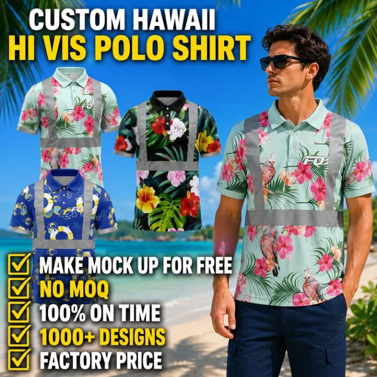 Custom-Hawaii-Hi-Vis-Polo-Shirt-Three-Buttons-Reflective-Safety-Work-Wear-Polo-Jersey-Custom-Printed-Flower-Pattern-Shirts