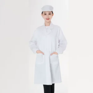 Custom Heat Transfer Printed Logo Lapel Robe Lab Outdoor Set Canteen Restaurant Food Chef Uniform White Cotton Polyester Twill