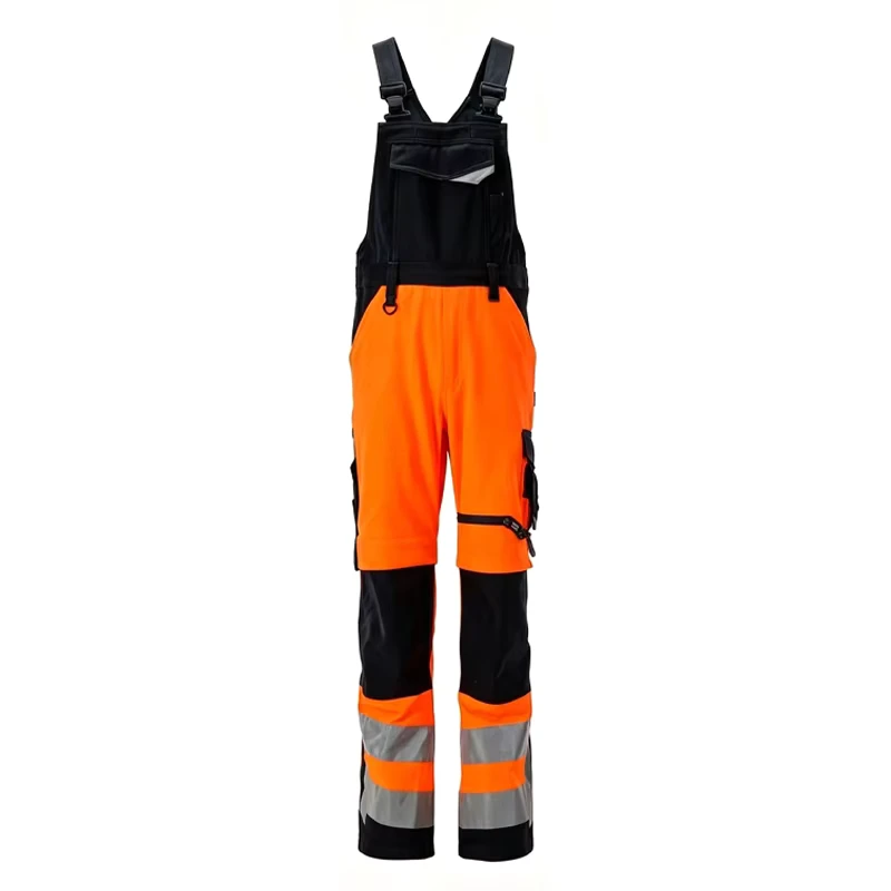Custom Hi Vis CLASS 2 Safety Bib Overalls Heavy Duty Reflective Work Trousers Polyester Construction Mining Road Work Protective