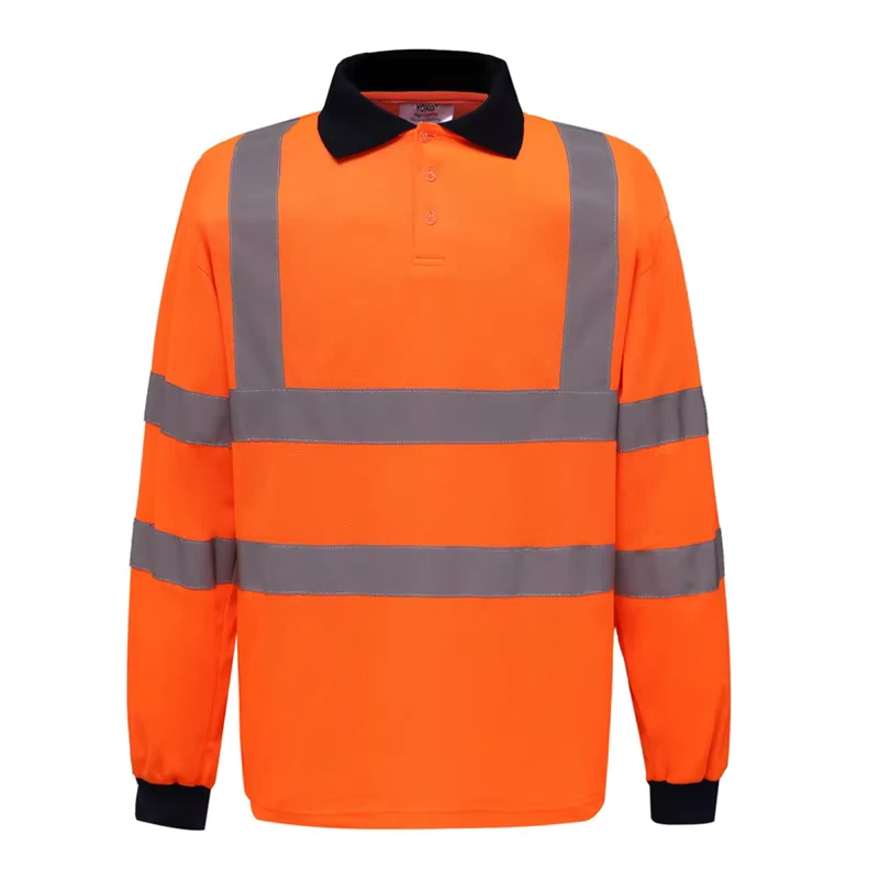 Custom Hi Vis Polo Safety Shirts Long Sleeves Work Wear Uniform Reflective
