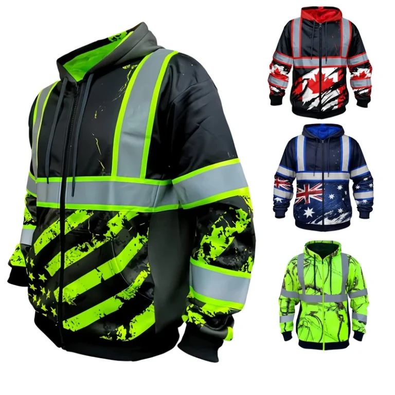 Custom-Hi-Vis-Reflective-Zip-up-Safety-Hoodie-American-Flag-Camo-High-Visibility-Workwear-Fleeced-Jacket