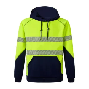 Custom Hi Vis Safety Hoodie with Reflective Screen Printed and Embroidered Design High Visibility Sweatshirt for Bulk Sale