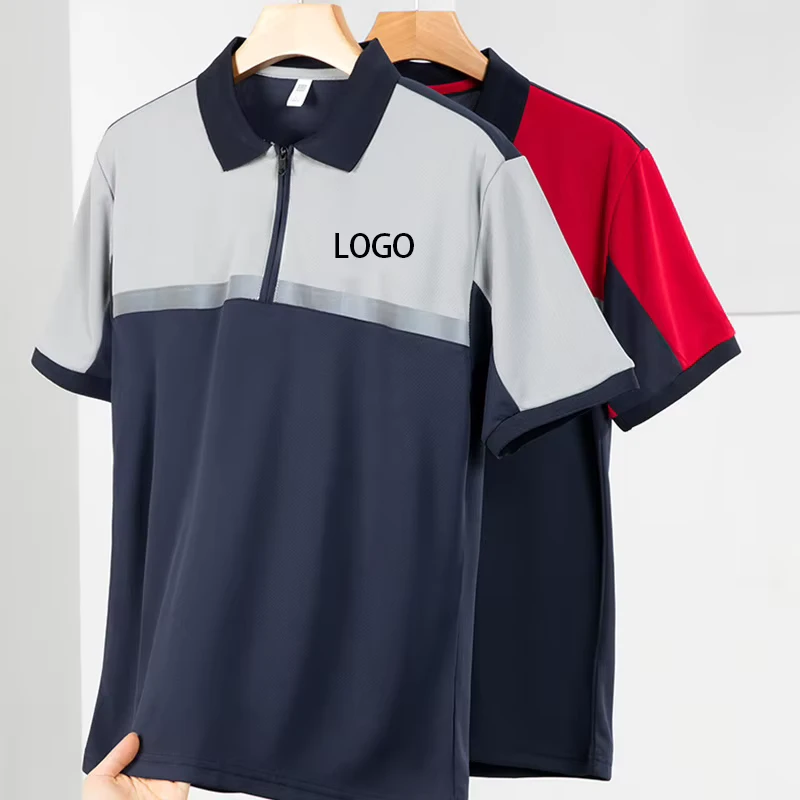 Custom Hi Vis Safety Work Short Sleeve POLO Shirt Reflective Strip Construction Engineering Logistics Work Clothes