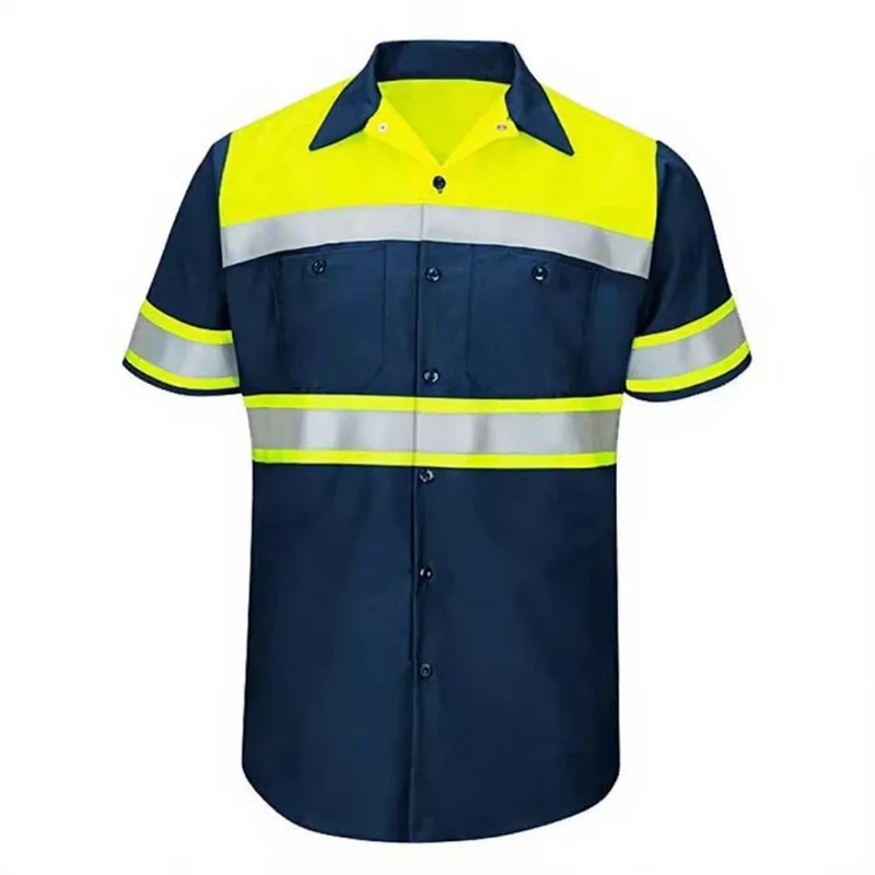 Custom Hi Vis Short Sleeve Polo Shirt High Visibility Reflective Safety Workwear for Construction