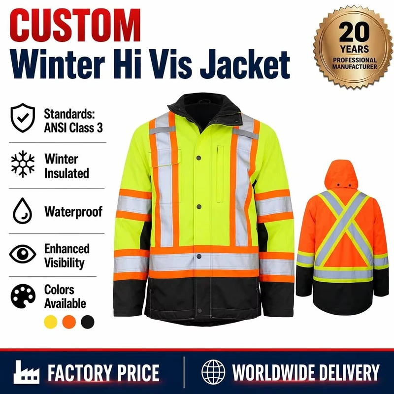 Custom Hi Vis Waterproof Reflective Winter Safety Jacket for Mining and Construction