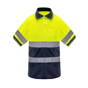 Custom High Quality Breathable Polyester Unisex Hi-Vis Yellow Safety Short Sleeve T-Shirt Reflective Stripes Workwear