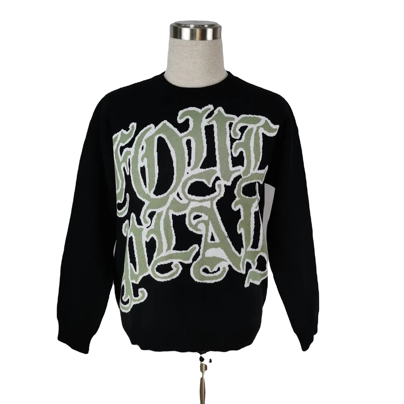 Custom High Quality Fashion Street Knitted Dropped Shoulder Men Loose Winter Pullover Sweater 100% Cotton