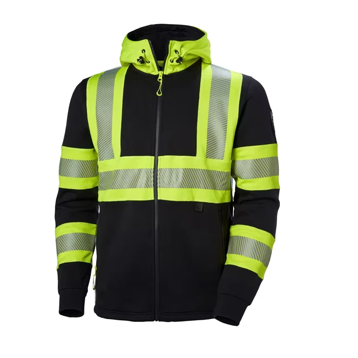 Custom High Quality Hi Vis Safety Reflective Stripe Men's Hoody Design Hoodie High Vis Work Jacket