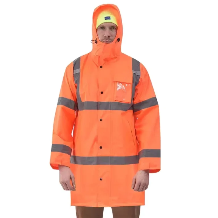 Custom-High-Quality-Reflective-Safety-Hi-Vis-Trench-Rain-Coat-Workwear-Durable-Breathable-Waterproof-High-Visibility-Rain-Jacket