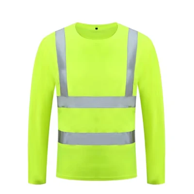 Custom High Visibility ANSI Class 3 LED Flash Long Sleeve Polyester Construction T Shirts Reflective Safety Work