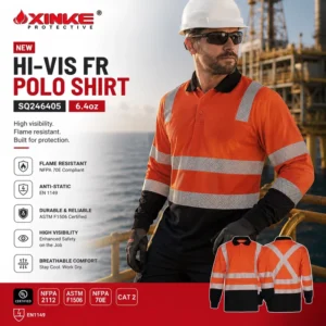 Custom High Visibility FR Polo Shirt Flame Resistant Hi Vis Safety Lightweight Shirt for Industrial Work