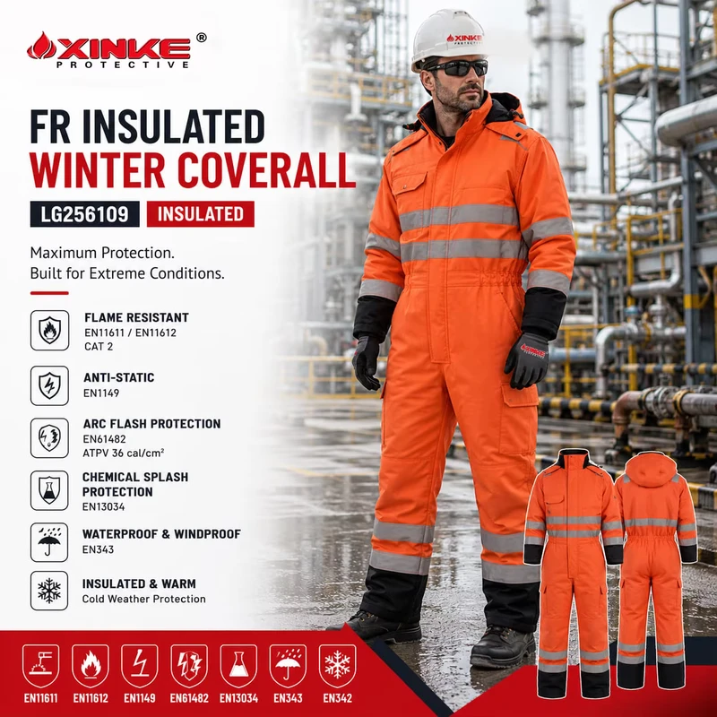 Custom High Visibility Flame Retardant Coverall Safety Waterproof Workwear Fr Winter Warm Coverall for Industrial Workers
