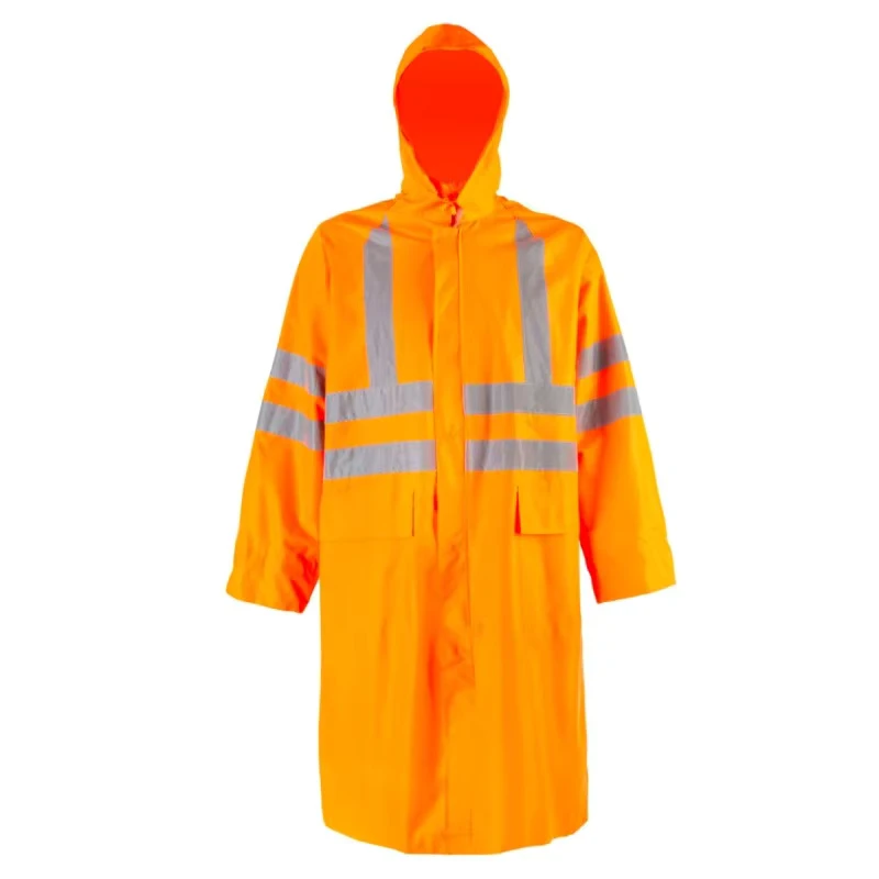 Custom High Visibility Oxford Waterproof Workwear Safety Rain Gear Jacket Durable Outdoor Work Raincoat with Reflector Pockets