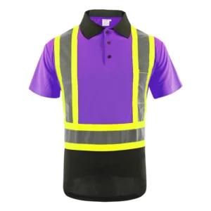 Custom High Visibility Reflective Polo Shirts Bulk Breathable Bird Eye Mesh Safety Work Wear Construction Hi Vis Men Clothing