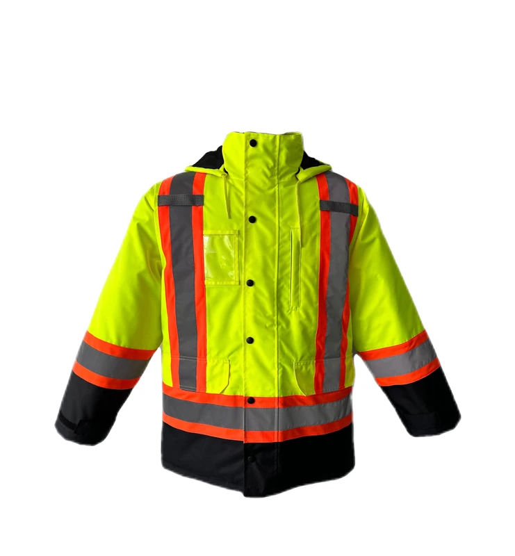 Custom High Visibility Reflective Safety Jacket Construction Hi Viz Work Jacket with Pocket Long Sleeves for Men