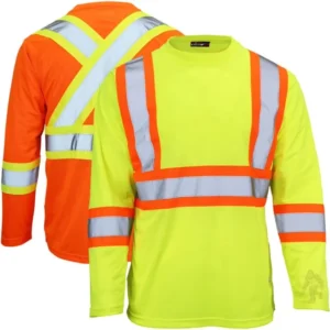 Custom High Visibility Safety Shirts for Men Reflective Long Sleeve Safety Work Reflective Hi Vis Construction Work T Shirt