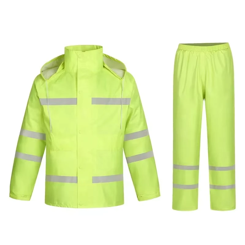 Custom High-Visibility Waterproof Reflective Rainsuit with Jacket and Pants