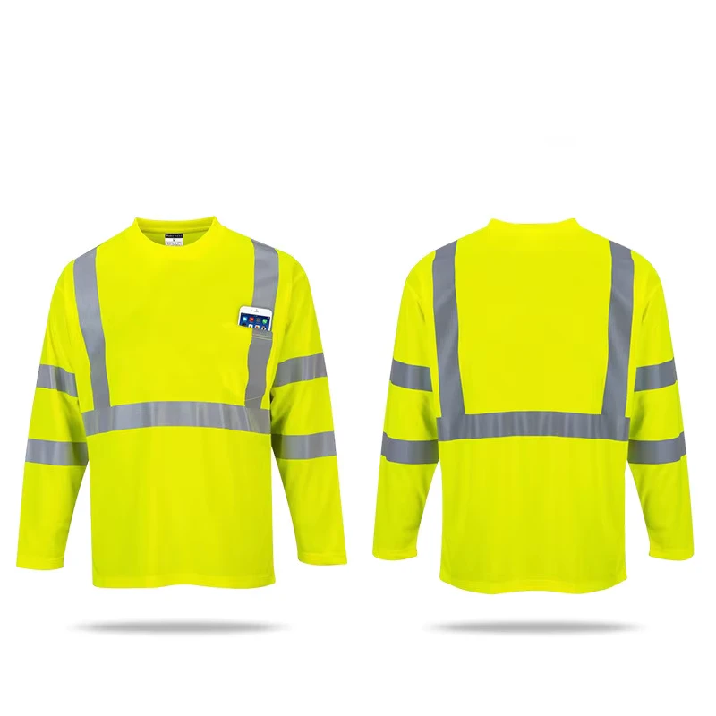 Custom High Visibility Work Polo Shirts With Reflective Strips Fluorescent Safety Roadway Work Shirt