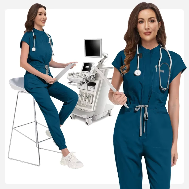 Custom Hospital Uniform Nursing Suit Jumpsuit Work Clothes Medical Nurse Women One Piece Plus Size Scrubs Uniforms Sets Jumpsuit