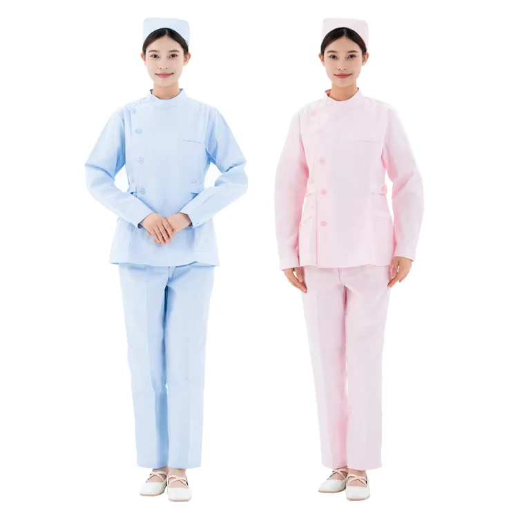 Custom Hospital Women Long Sleeve Nursing Uniform Cotton Medical Nurse Uniform Set