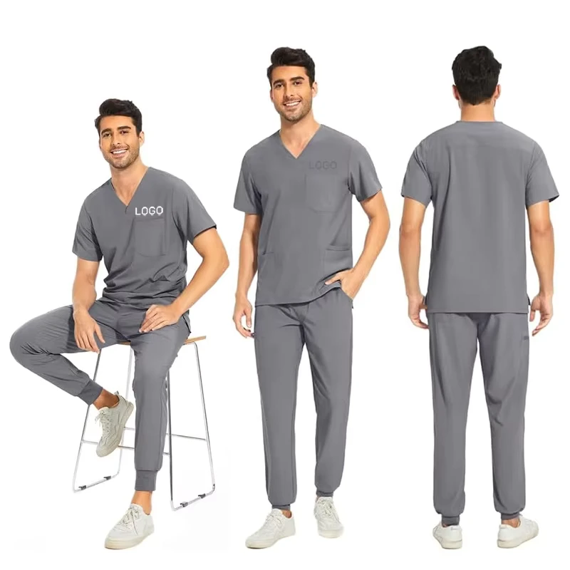 Custom Hot Sell Stretch Men's Designs Medical Nurse Uniforms Hospital Uniforms Scrubs Suit for Men