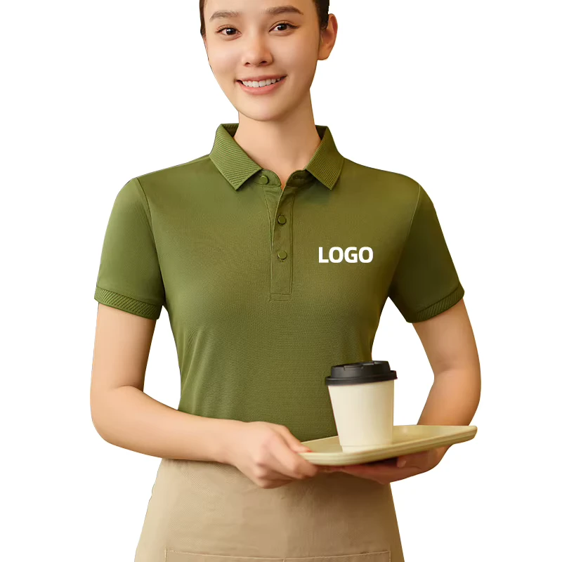 Custom Hotel Waiter Work Shirt, Short Sleeve Restaurant Manager Polo with Embroidery Logo