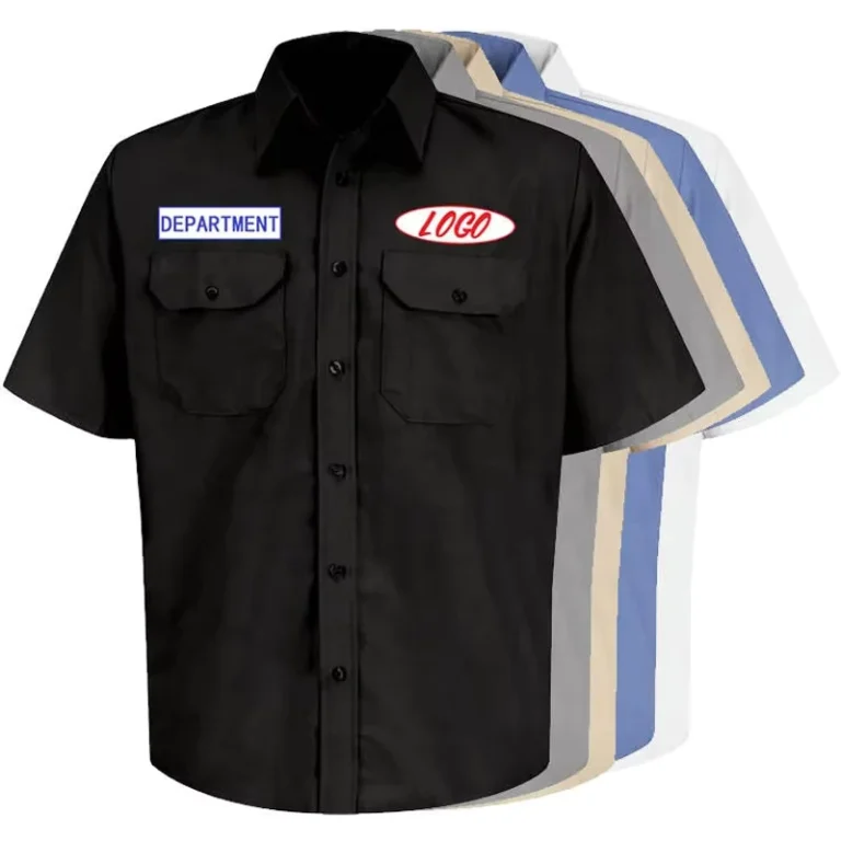 Custom-Industrial-Construction-Uniform-Oversized-Button-Up-Short-Sleeve-Work-Shirt-for-Men