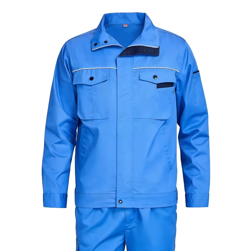 Custom Industrial Safety Breathable Blue Workwear Uniform for Mining