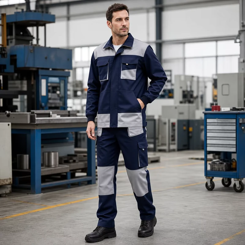 Custom Industrial Workwear Set Multi Pocket Work Jacket and Pants Uniform with OEM ODM Design Support