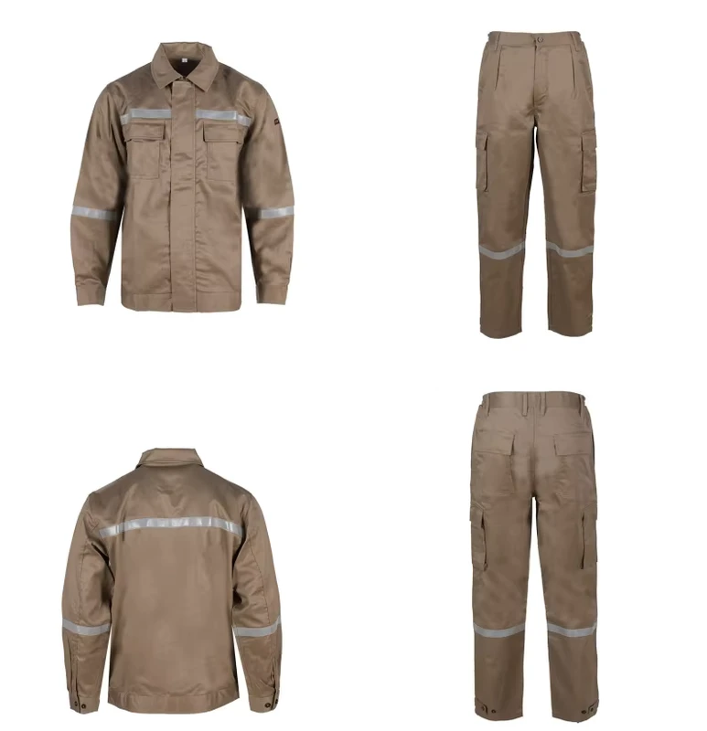 Custom Industry Welding Work Suit 2 Piece Flame Resistant FR Set with Reflective CAT 2 Safety Clothing