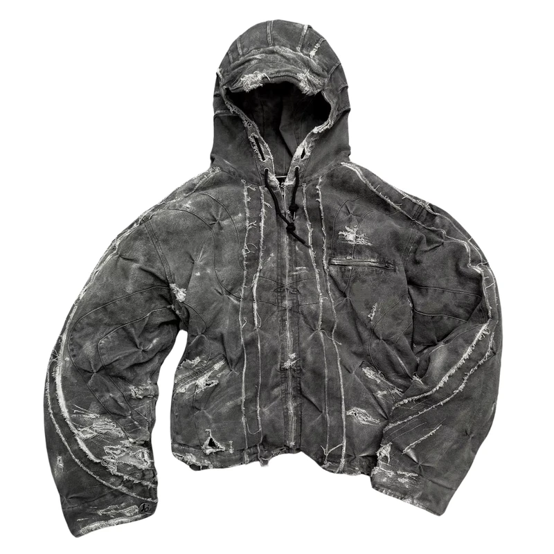 Custom Jacket Manufacturer Vintage Distress Duck Canvas Work Jacket Men Workwear Hood Jacket