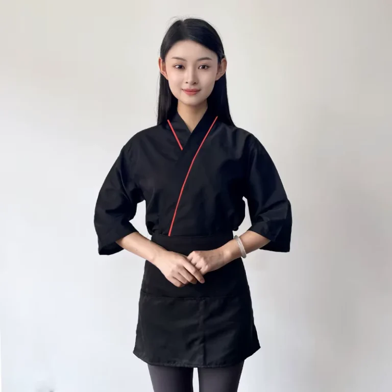 Custom-Japanese-Chef-Waiter-Uniform-Kimono-Style-Workwear-Twill-Fabric-Polyester-Cotton-for-Unisex-Use-Izakaya-Sushi-Restaurants