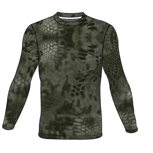 Custom Khaki Color Kryptek Camo Design Quick Dry Long Sleeve UPF 50 Fishing Shirt
