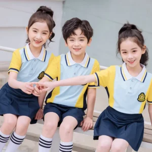Custom Kindergarten Elementary School Uniform Class International School Suit Yellow Blue Uniform