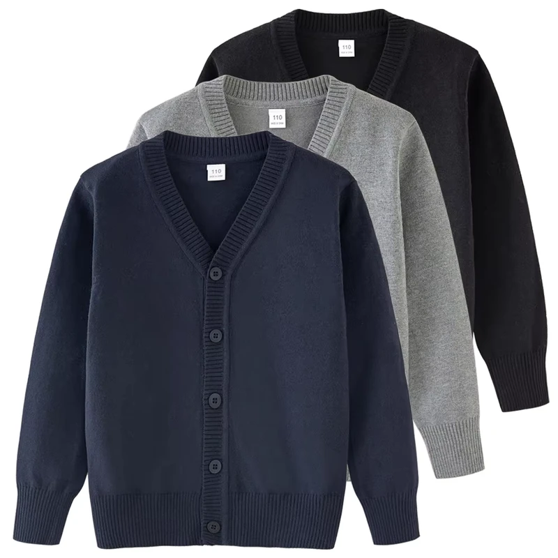 Custom Kindergarten Spring School Uniform, Long Sleeve Knitted Cardigan Top for Boys and Girls, Big Sizes